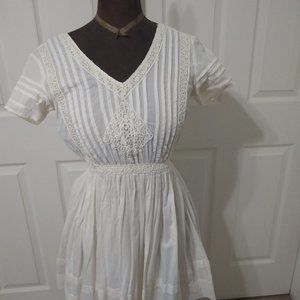 ThistlePearl Cream Lace Pintuck Dress